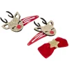 Barrette design Noël forme renne et étoile x3