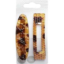 Barrette large imprimé écaille marron x2