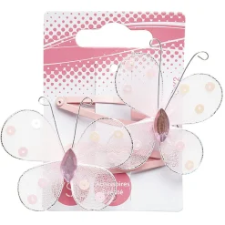 Barrette rose avec papillon x 2