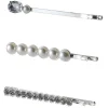 Barrette strass gris argenté x3