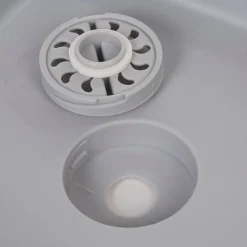 Bassine rétractable bouchon évideur grise et bleue