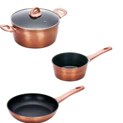 Batterie de cuisine aluminium forgé 3 pièces tous feux dont induction