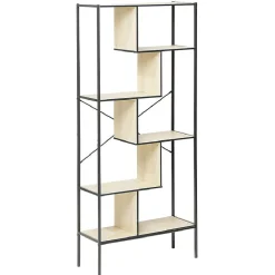 Bibliothèque Etagère sur pied design industriel naturel et noir - Andy