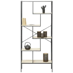 Bibliothèque Etagère sur pied design industriel naturel et noir - Andy