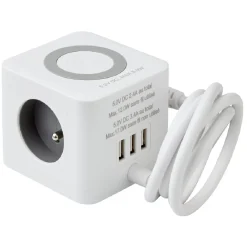 Bloc multiprise standard usb chargeur à induction carré blanc