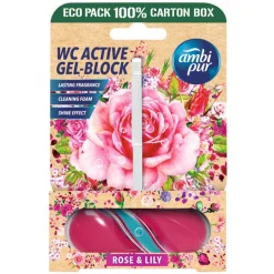 Bloc WC gel actif Ambi Pur parfum Rose et Lys