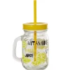 Bocal à anse avec paille décor citron