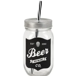 Bocal à paille x4 ardoise et support en bois