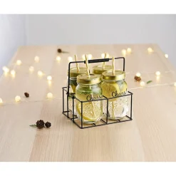 Bocal avec paille et support x4