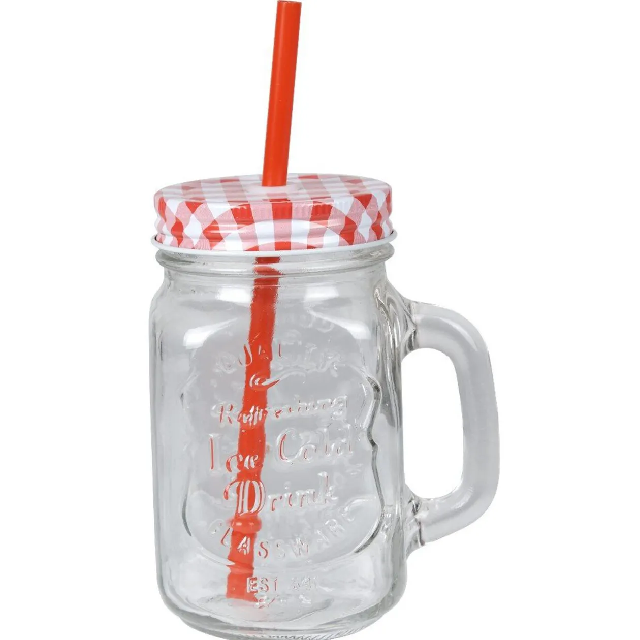 Bocal en verre + paille 500 ml