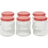 Bocal en verre transparent avec couvercle rouge 300 ml x6