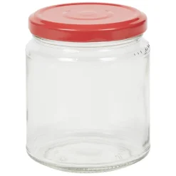 Bocal en verre transparent avec couvercle rouge 300 ml x6