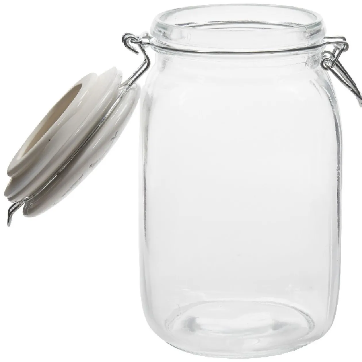 Bocal hermétique carré en verre couvercle motif ciment 1,5 L