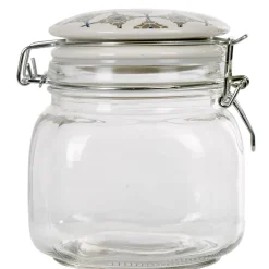 Bocal hermétique carré en verre couvercle motif ciment 750ml