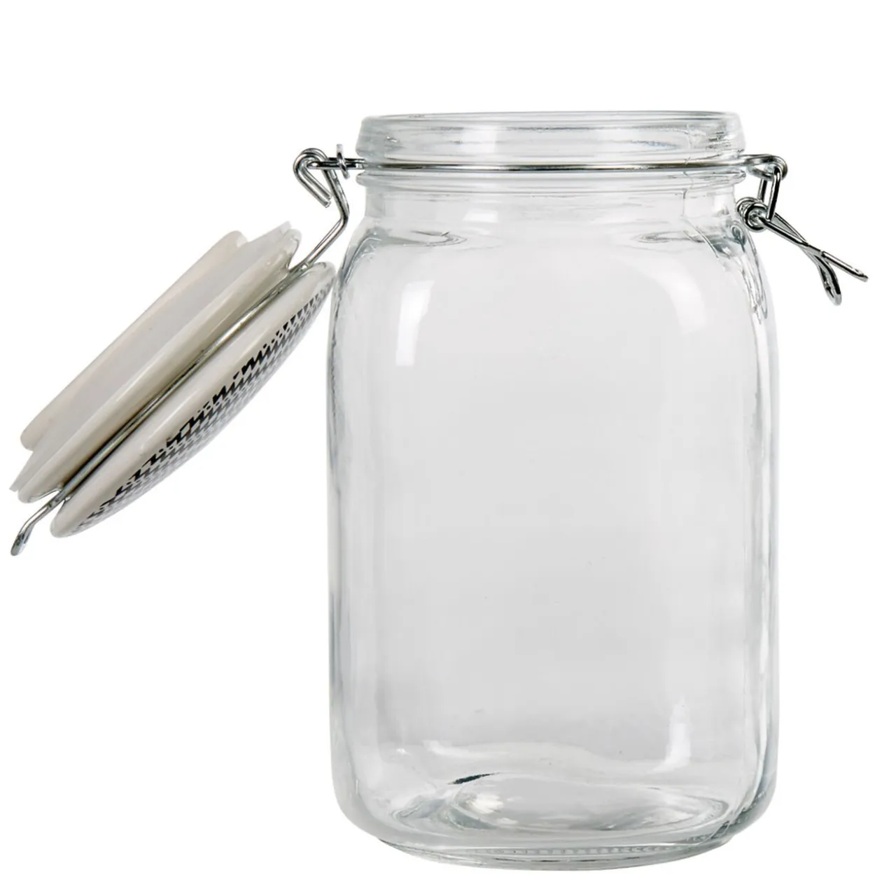 Bocal hermétique carré verre couvercle motif ethnique 1,5 L