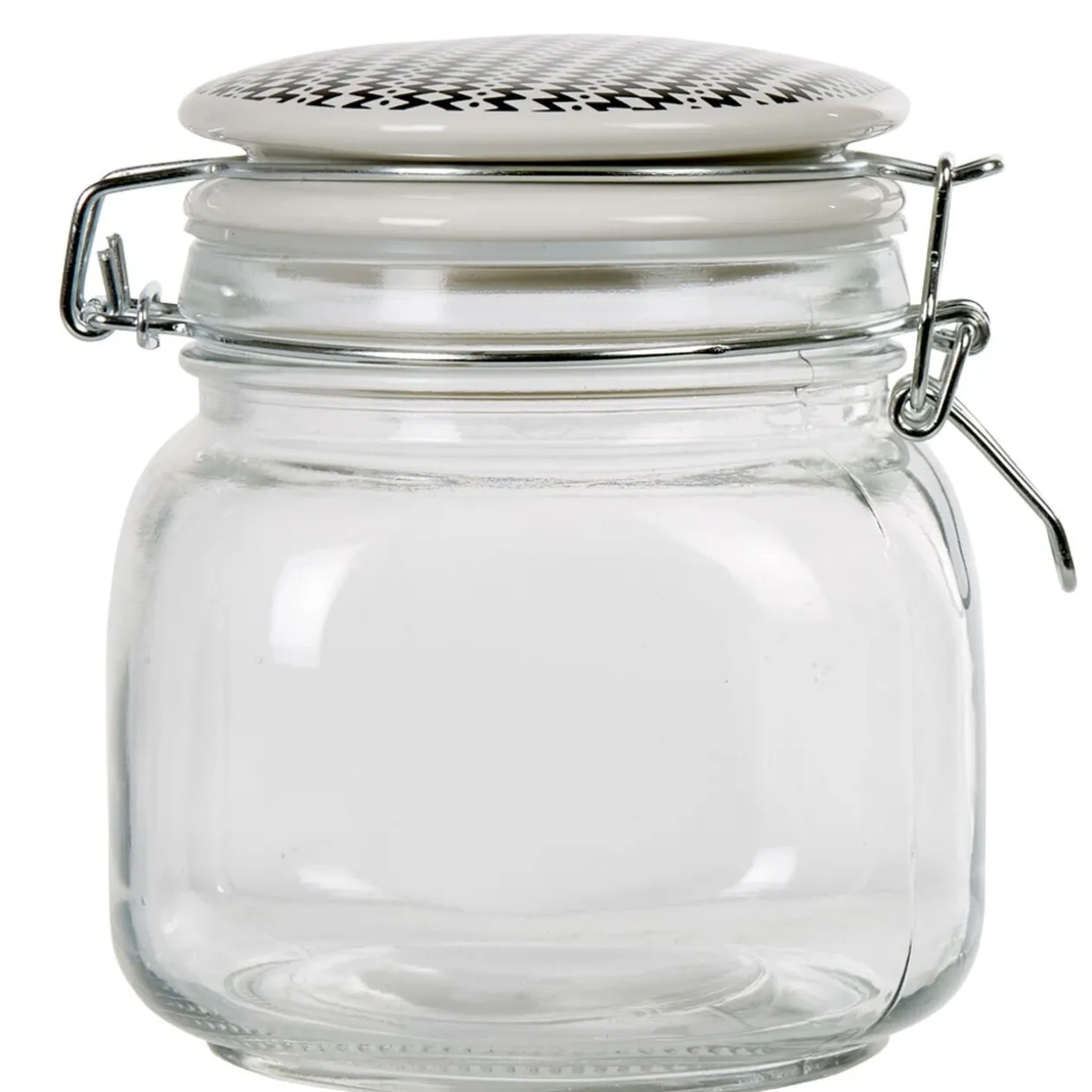 Bocal hermétique carré verre couvercle motif ethnique 750 ml