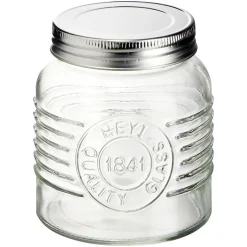 Bocal hermétique rond transparent avec couvercle en métal H10 cm