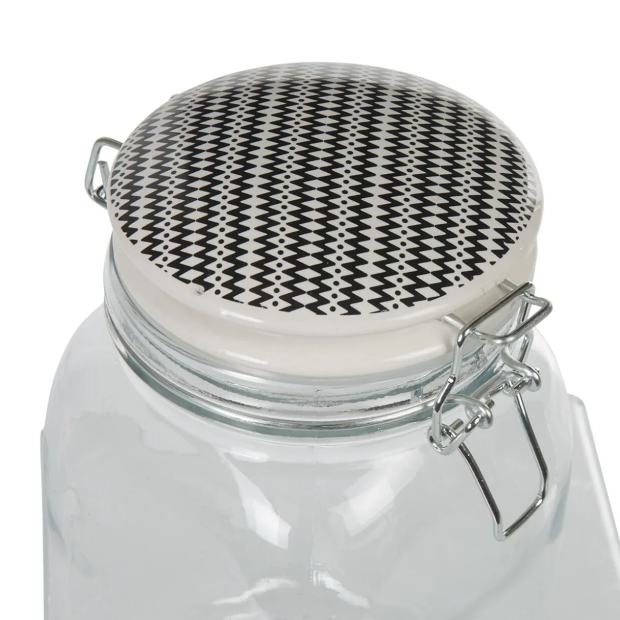 Bocal hermétique transparent avec couvercle design ethnique 1,5 L