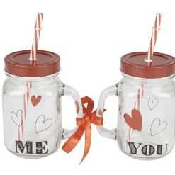 Bocal motif coeurs Saint Valentin x2
