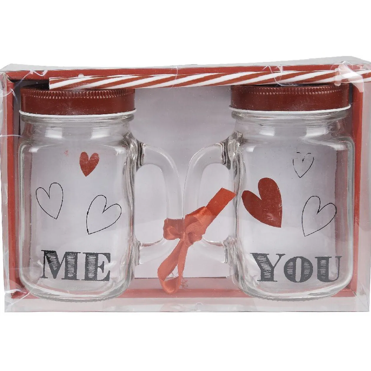 Bocal motif coeurs Saint Valentin x2
