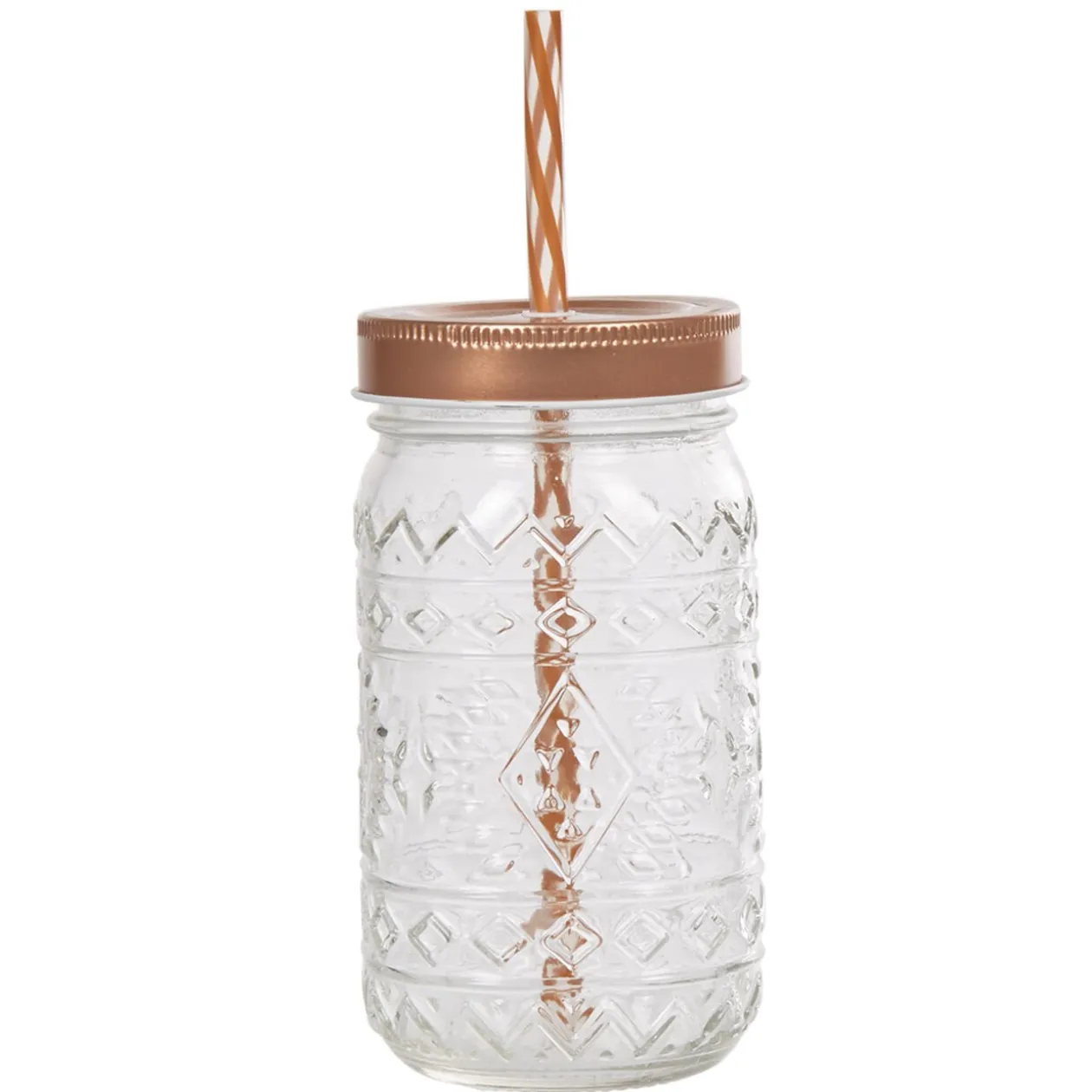 Bocal motif Noël couvercle doré avec paille