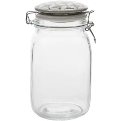 Bocal transparent avec couvercle design carreau de ciment 1,5 L