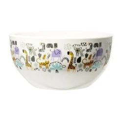 Bol en porcelaine blanc pour enfant motif animaux savane Ø14xH7cm