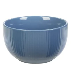Bol en porcelaine bleu avec rainures verticales en relief