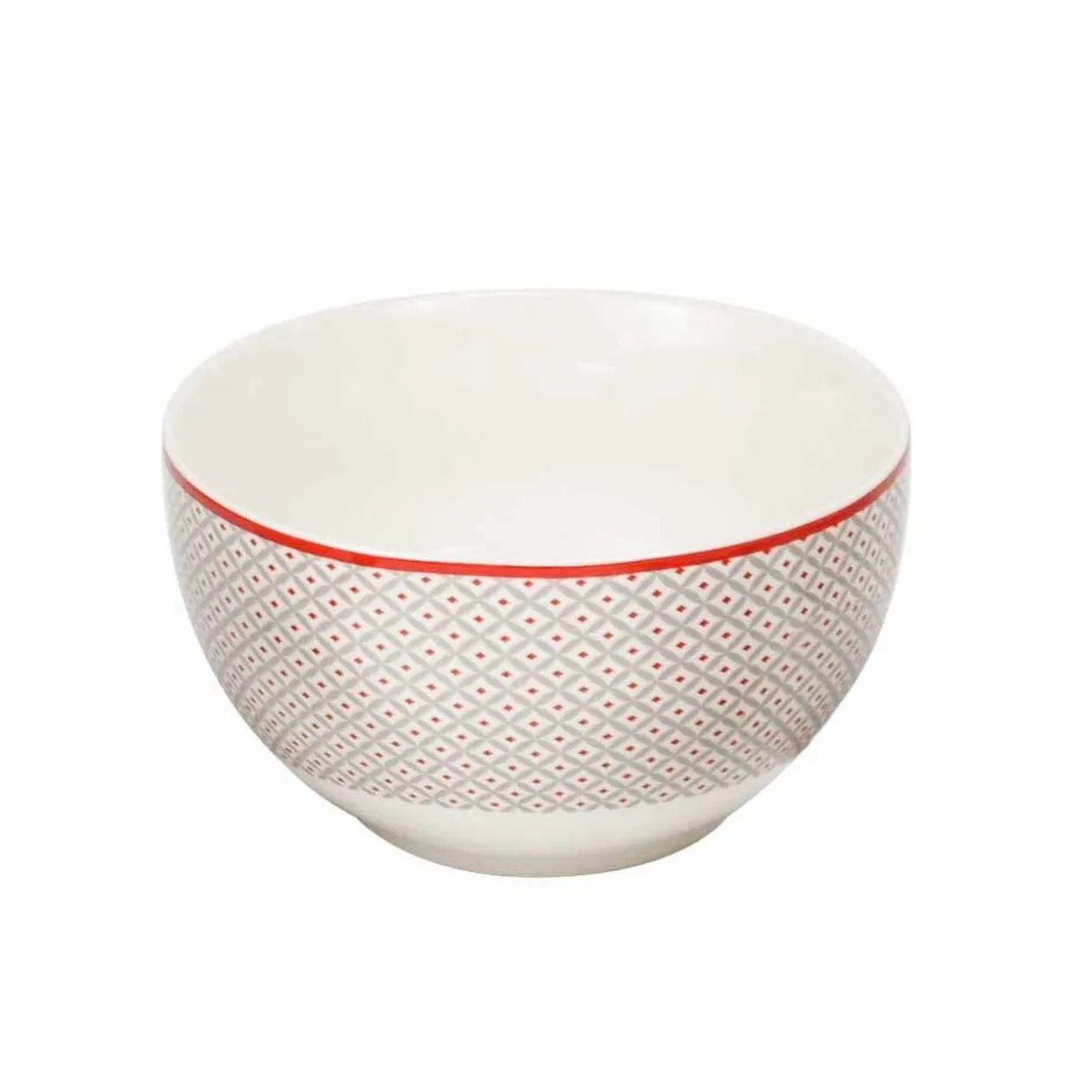 Bol en porcelaine motif esprit campagne rouge gris