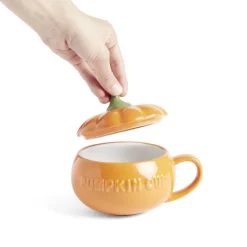 Bol forme citrouille avec couvercle et poignée Ø14cm