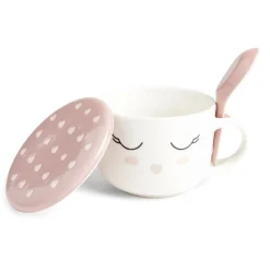 Bol jumbo 62cl avec cuillère et couvercle blush girly