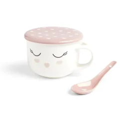 Bol jumbo 62cl avec cuillère et couvercle blush girly