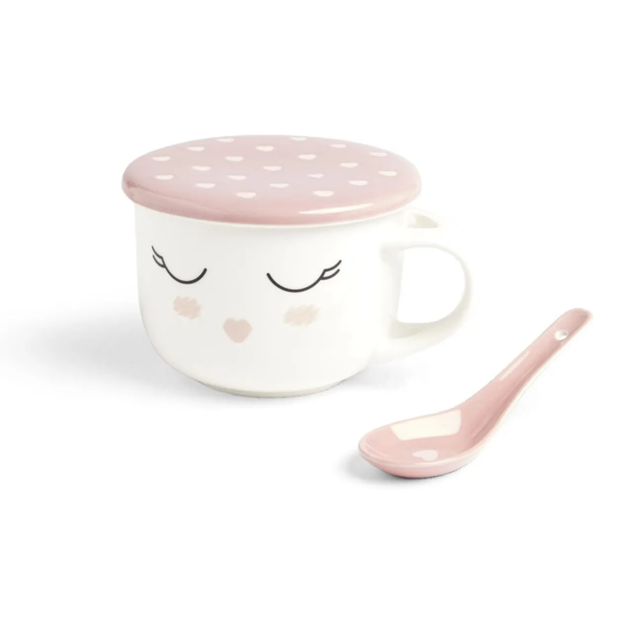 Bol jumbo 62cl avec cuillère et couvercle blush girly