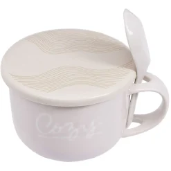 Bol soupe jumbo 62cl et cuillère porcelaine cocooning