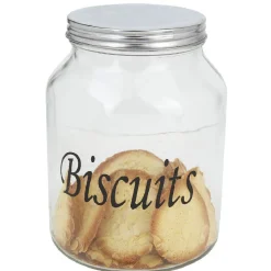 Bonbonniere verre transparent avec couvercle inox 3 L