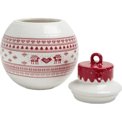 Bonbonnière en céramique décor Noël rouge blanc