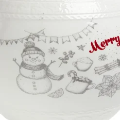 Bonbonnière en céramique décor Noël rouge blanc