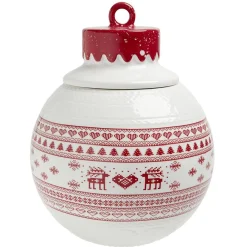 Bonbonnière en céramique décor Noël rouge blanc