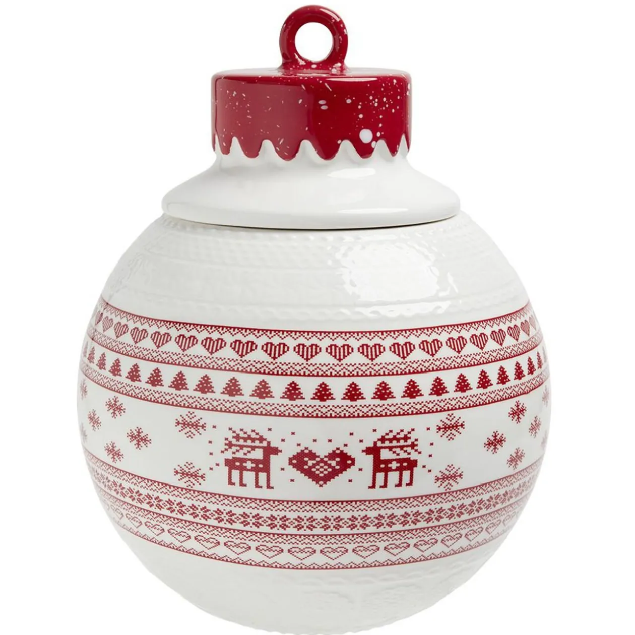 Bonbonnière en céramique décor Noël rouge blanc