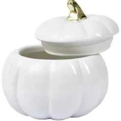 Bonbonnière Halloween forme citrouille porcelaine blanc Ø18 cm