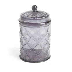 Bonbonnière plastique effet capitonné noir ou transparent Ø10xH20cm