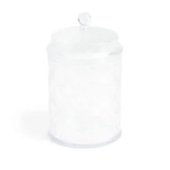 Bonbonnière plastique effet capitonné noir ou transparent Ø10xH20cm