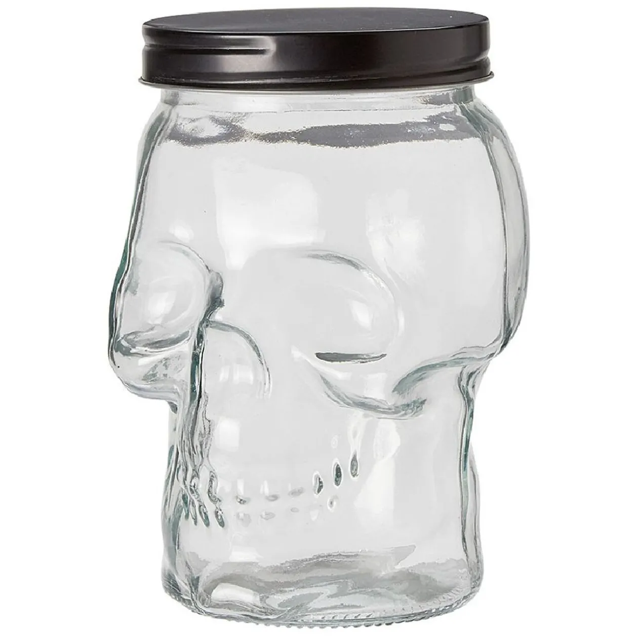 Bonbonnière transparente design Tête de mort Halloween 1,5L