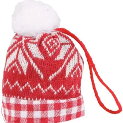 Bonnet à pompon rouge blanc