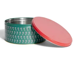 Boîte à biscuits de Noël ronde en métal rouge et vert x3