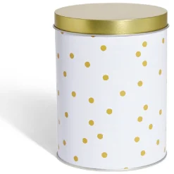 Boîte à biscuits ronde métal blanc doré Ø10,5H14cm