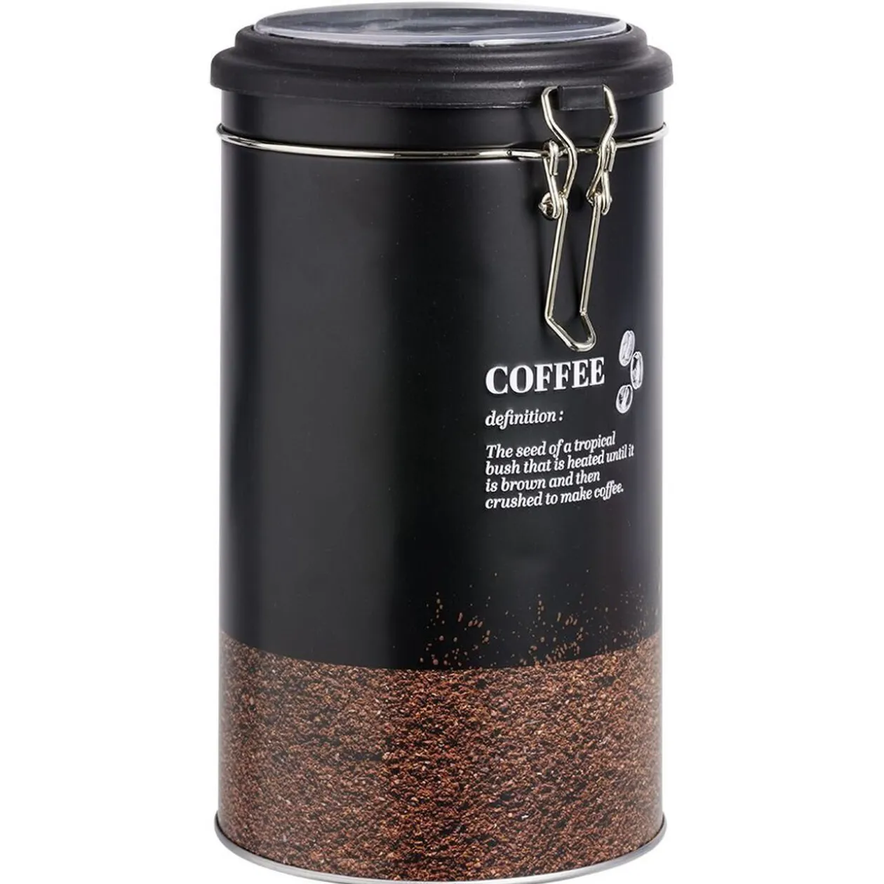 Boîte à café ronde en étain avec couvercle plastique - Ø11xH.20cm