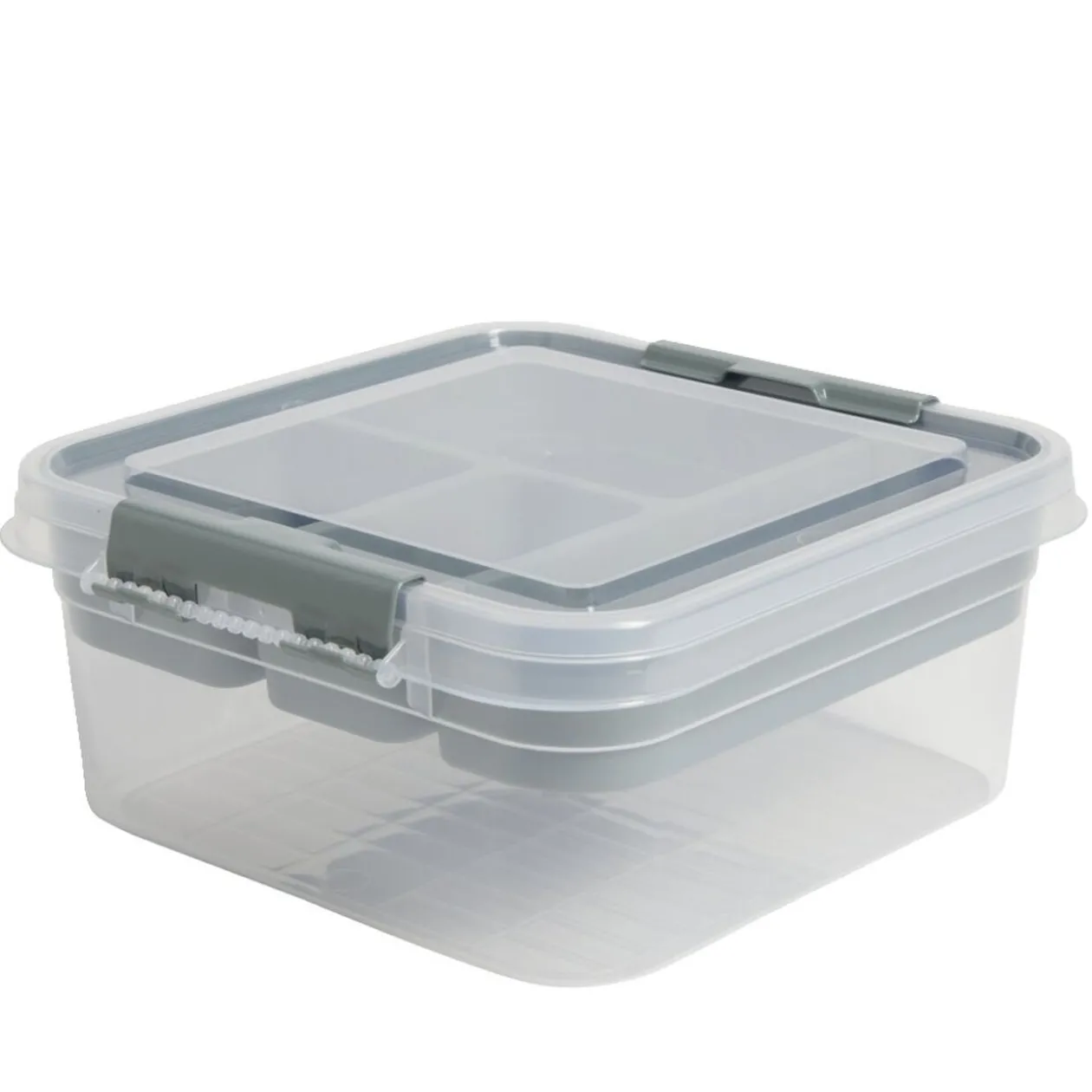 Boîte à compartiments 2 niveaux de rangement 26x25xH11cm