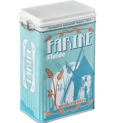 Boîte à farine en métal design vintage bleu