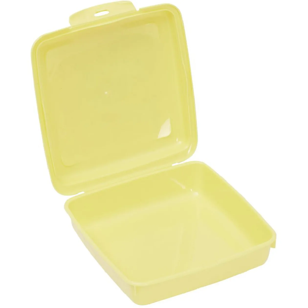 Boîte à goûter carrée plastique jaune 15x14,5xH5cm